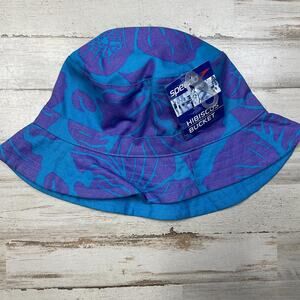 speedo Hibiscus Bucket Teal Blue Purple Reversible Cotton Hat A100964